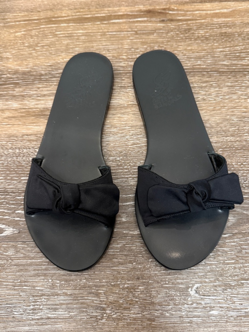 Ancient Greek Sandals Black Bow Slide Women's Casual Slip-On